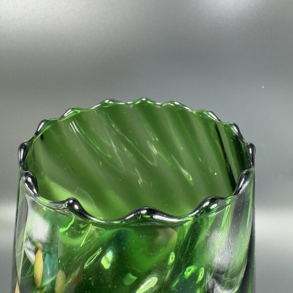 Italian Art Glass Tall Emerald Green Sniffer Candle Holder Votive Compote Italy - Picture 9 of 12